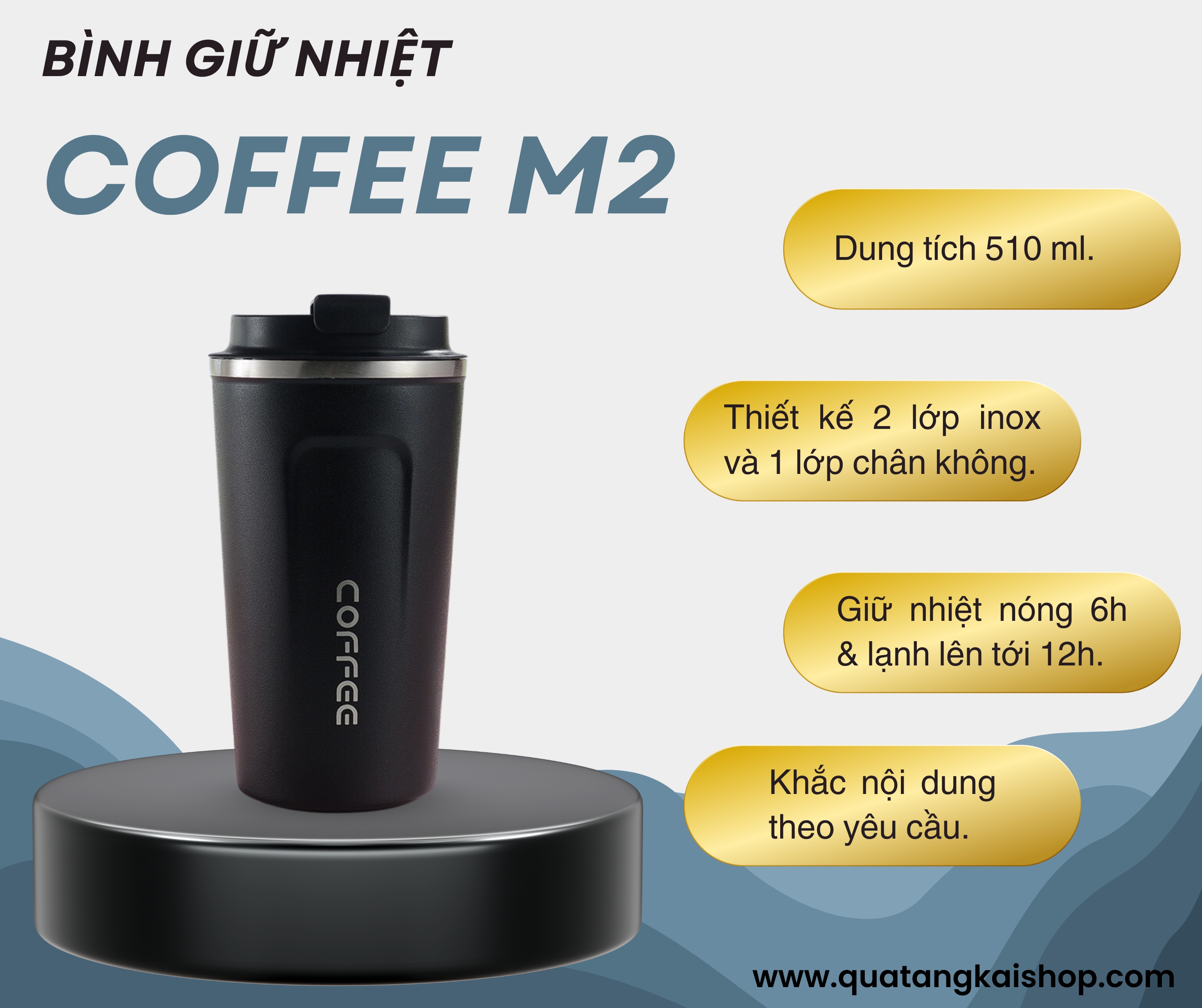 Qua tang KaiShop BÌNH GIỮ NHIỆT COFFEE – GIỮ TRỌN HƯƠNG VỊ, PHONG CÁCH MỖI NGÀY