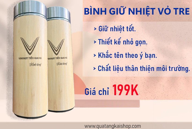 Qua tang KaiShop Bình giữ nhiệt vỏ tre