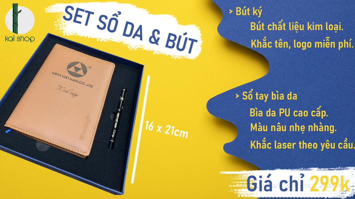 Qua tang KaiShop Set sổ da và bút