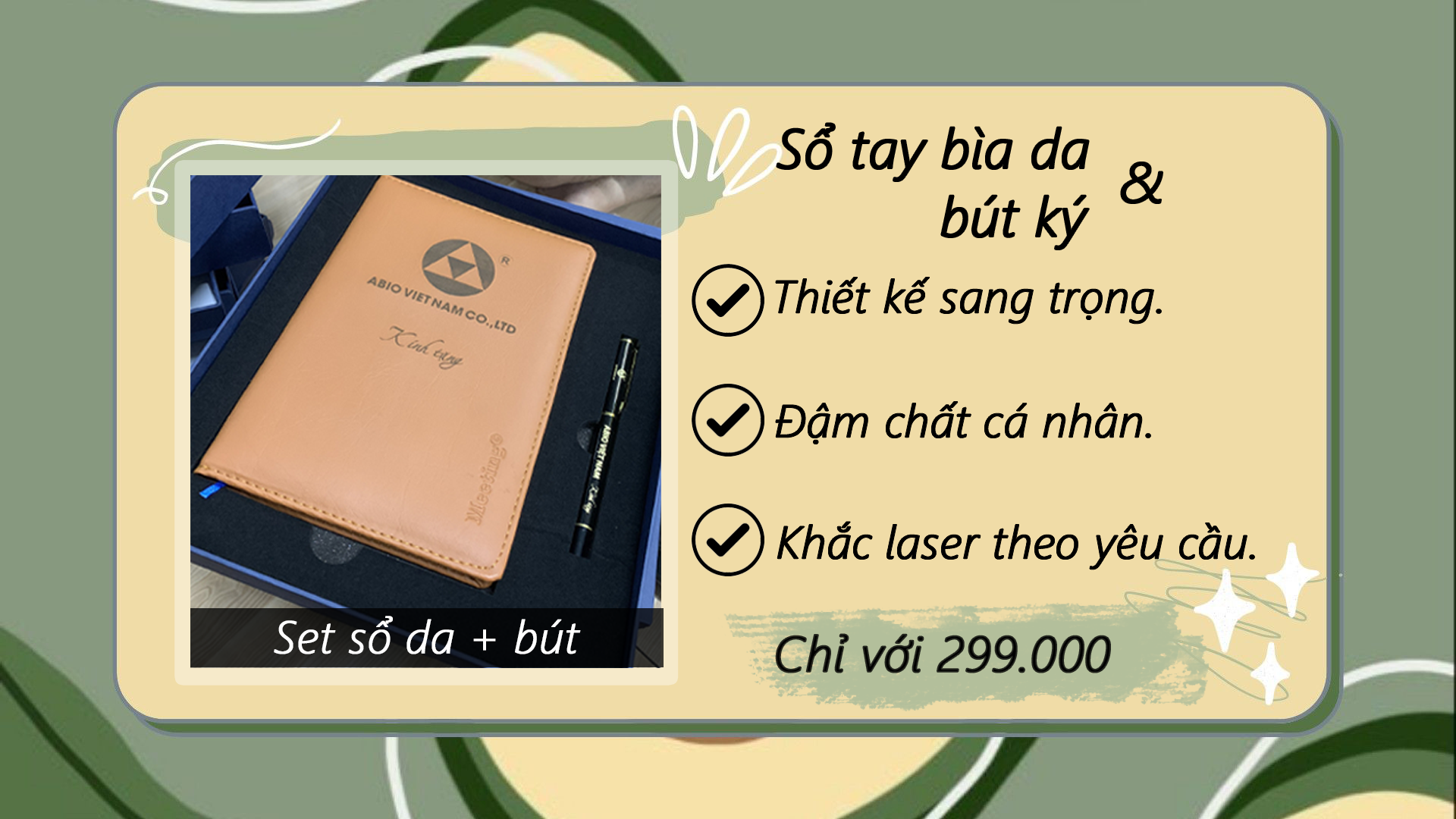 Qua tang KaiShop Set sổ da và bút