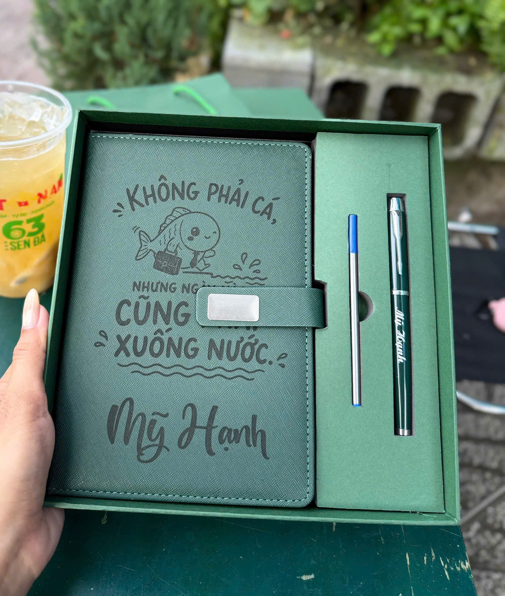 Qua tang KaiShop Set sổ viết xanh lá